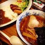 隆康 - 日替りラーメンセット まかないカレー＋中華そば