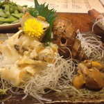 夜酔 - ツブ貝1350円。キモ付き。キモ美味いー。