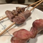 炭火焼鳥どげん - ハツ、砂肝、レバ塩