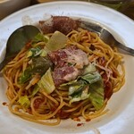 キッチン ブルー グローブ - 再びサラダを乗せて