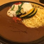 カレーは高橋 - 野菜ダブル盛（白米＋パスタ）