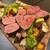 肉とワイン Jinen - 料理写真:経産牛(北海道)熟成ﾘﾌﾞﾛｰｽ・近江牛ｲﾁﾎﾞとﾗﾝﾌﾟ・炭火焼野菜