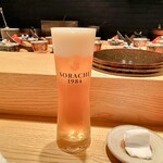 田町鮨 惠万 - 生ビール(サッポロSHORACHI1984)