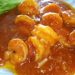 味亀 - ランチの海老チリソース♪