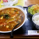 餃子の福来 - 辛くて汗がしたたり落ちてきた(゜ロ゜