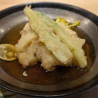 北新地 鮨 栞庵 やましろ - 穴子とフカヒレの揚げ出し アスパラのせ