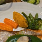 キッチン ブルー グローブ - 備え付け野菜のアップ