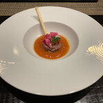 時の宿 すみれ - ランプのタルタルとガスパチョ