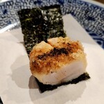 天ぷら浅沼 - 帆立磯辺、黒七味がよく合う