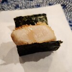 天ぷら浅沼 - 帆立磯辺、手渡しです！アツアツなので置きました