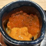 すし 開 - 利尻の馬糞ウニ・イクラ・海苔の卵かけご飯