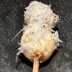 炭焼 おかげさん - 鶉玉、ペコリーノチーズ