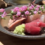 炭焼 おかげさん - 高坂鶏刺し盛り(白肝、砂肝、胸)