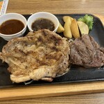 ビッグボーイ - 料理写真:グリルチキン&カットステーキ（プレミアムセット）　¥2178
