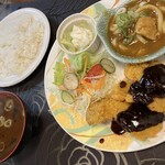 オーシャン - ランチ（チキンカツ味噌、カレーうどん）