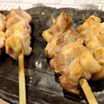 笑澄 - 知床鶏の串焼き&豚巻き串(エリンギ&ネギ)