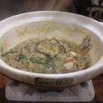 すし豊 - やがて、コク豊かな味噌が鍋に溶け出します。