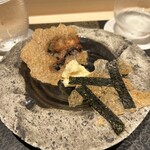 あま木 - 酢飯の煎餅　このこ入りマッシュポテト