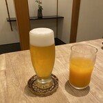 妙見石原荘 食菜石蔵 - 私ビール、婿ちゃんジュース