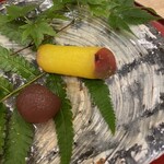 妙見石原荘 食菜石蔵 - オクラ味噌と薩摩芋