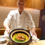 銀座 しのはら - ホタテ、万願寺とうがらし、コーンのご飯