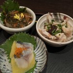北海道海鮮・個室情緒 ～ ２３番地 ～ 新宿東口店 - 珍味３種盛りが優秀