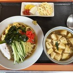 レスト飯店紫竹苑 - 冷やしセット　ミニ丼は麻婆丼　1350円