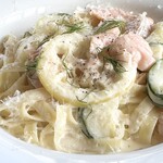 TWELVE ON THE PARK BAR & GRILL - サーモンとズッキーニのレモンクリームタリアッテレ