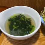 キッチン ブルー グローブ - ほうれん草スープのアップ