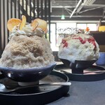 美氷愛 - 黒蜜きな粉と黒胡麻かき氷とピスタチオとオーガニックカカオのかき氷