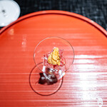 肉屋 田中 - 神戸牛サーロイン刺身と雲丹紹興酒漬け