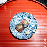 肉屋 田中 - 海苔巻き : 神戸牛芯玉と鯛, 鱲子
