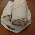 コロッケのせきや - いい感じに油を吸収してます。