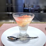 私房菜 鉄板焼 松村 - ◆メロンムースと白ワインゼリー・・横から見ると3層でキレイ。