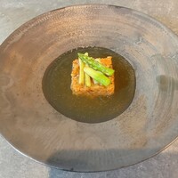 GRIS - 前菜 焼きリゾット 鮎だしのスープ