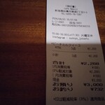 cafe nekoji - レシート。