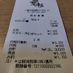 天ぷら　若杉 - レシート。