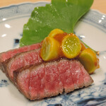 肉割烹 よし田 - 銀杏味噌と和牛うちもも