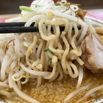 ラーメン もっけだの - 『赤唐味噌中華ニンニク(食べるラー油つき)』の麺