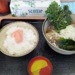 そば・うどん 信孝 - 朝定食(そば・明太子)＋春菊天