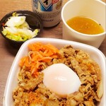 吉野家 - 大盛つゆだくお新香セット+温泉玉子