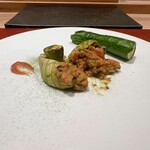 パルコ フィエラ - 花ズッキーニ、タコのラグー、発酵けんたろういちごのジャム