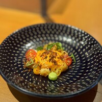 ミ・カサ - 冷前菜 赤海老とブラックタイガーをガスパチョをかけて