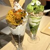 ナナズグリーンティー - かぼちゃとモンブランのパフェ、抹茶生チョコレートパフェ