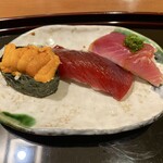 小笹寿し - 雲丹 赤身漬け 鰹