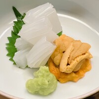 割烹 白鷹 - 手前の本山葵が抜群にウンマイ。それもそのはず、三大産地のひとつ、廿日市市の吉和産。中国山地からの贈り物です