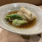 旨い肴と酒 ふるさと - 太刀魚と八代オクラの揚げ出し