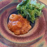 中国菜 柏ノ木 - ③奥久慈卵と海老のチリソース煮　お皿も素晴らしい！