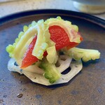 中国菜 柏ノ木 - 「ショートコースランチ」@3000 
                                ①先付け(ゴーヤ・パプリカ・蓮根のピクルス)