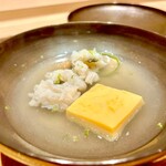 炎水 - その出汁に浮かぶ鱧と鱧出汁の卵豆腐